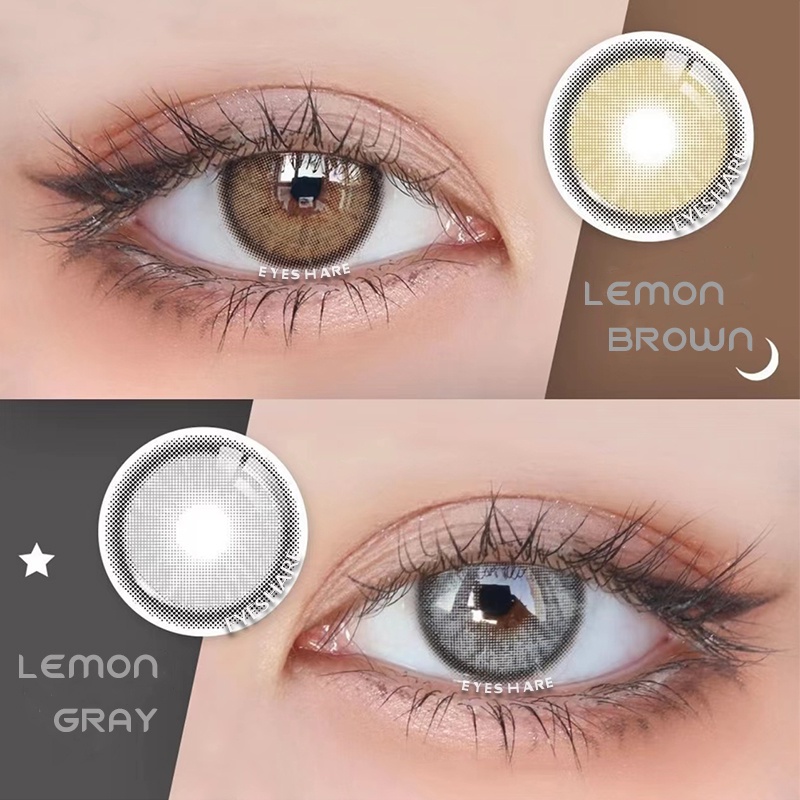 Set 2 kính áp tròng EYESHARE 14mm màu nâu với lens xám dùng để trang điểm mắt/ sử dụng 1 năm