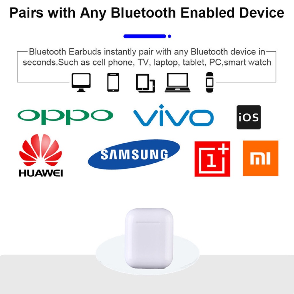 Tai Nghe Nhét Tai Bluetooth Không Dây Mini I12 TWS