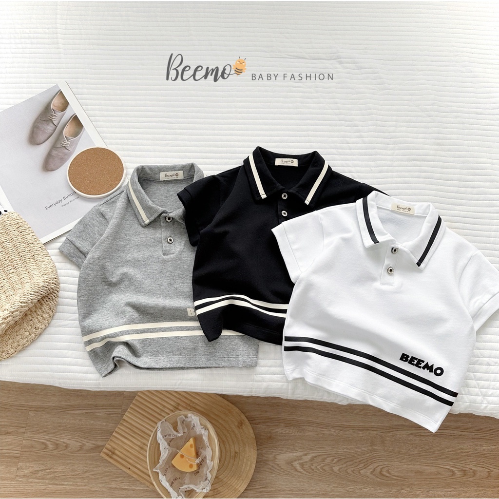 Áo polo bé trai BEEMO 003A áo thun cho bé chất liệu cotton mềm mịn,co giãn 4 chiều,kiểu áo basic,GOMEE KIDS