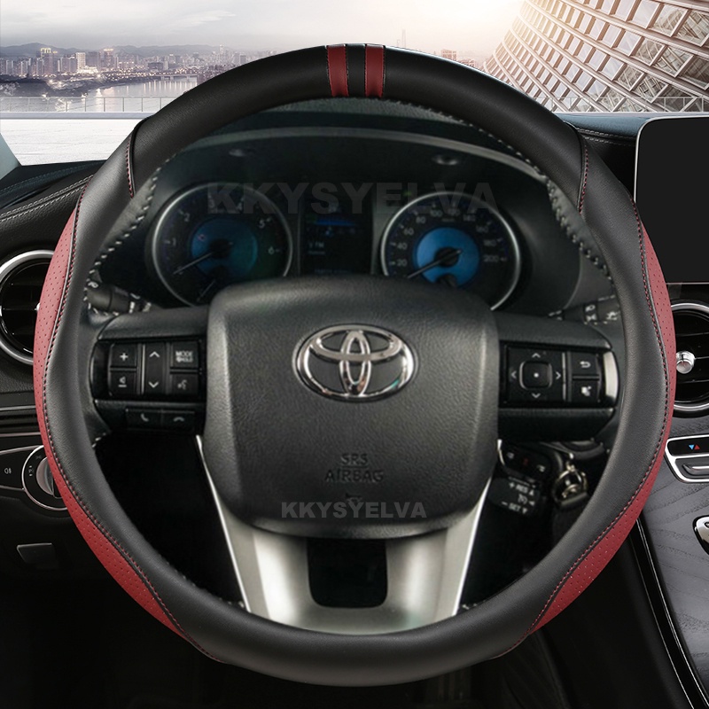 Bọc Vô Lăng Bằng Da Sợi Nhỏ Cho Xe Hơi Toyota Fortuner 2016-2019 2021 2022 Hilux 2015-2019 2020 2022