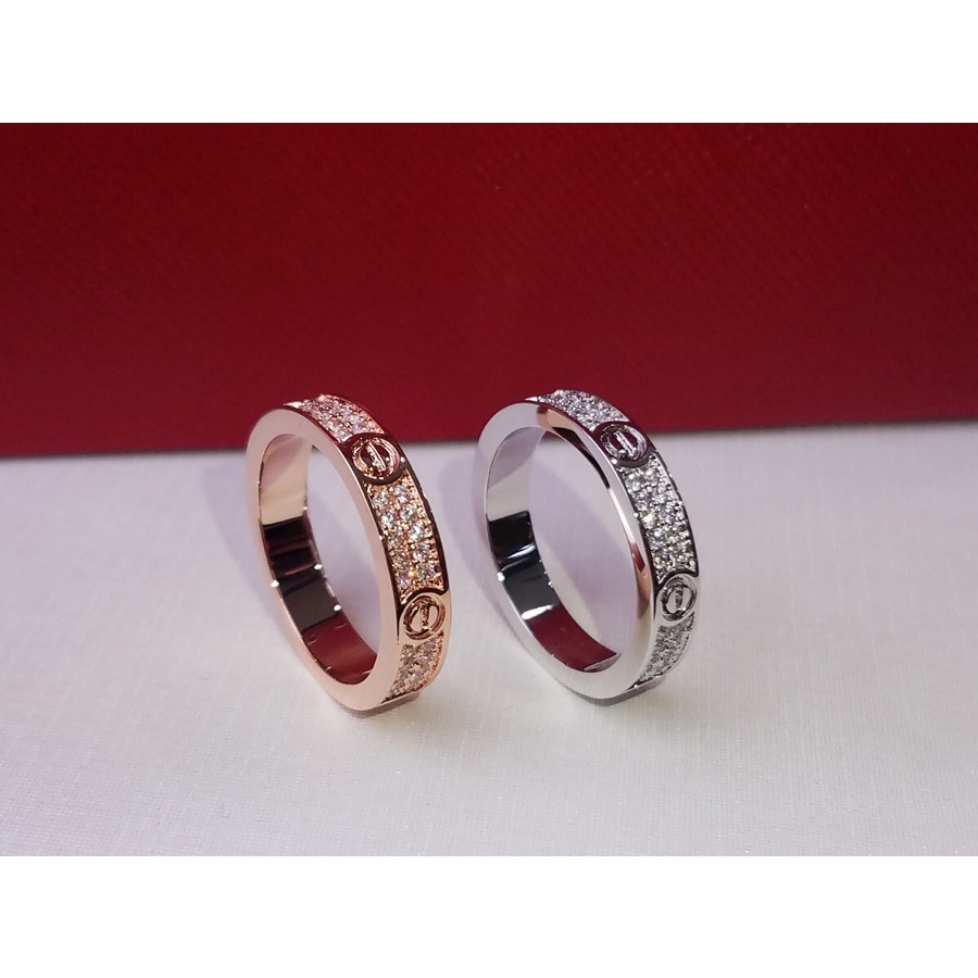 Nhẫn Cặp Mạ Vàng Hồng 18K Đính Kim Cương Nhân Tạo