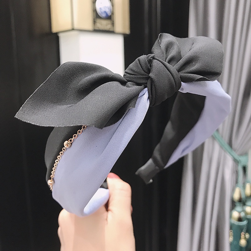 Băng Đô Thắt Nơ Vải Bản Rộng Hai Màu Tươi Tắn Cá Tính Thời Trang Đơn Giản Dành Cho Nữ