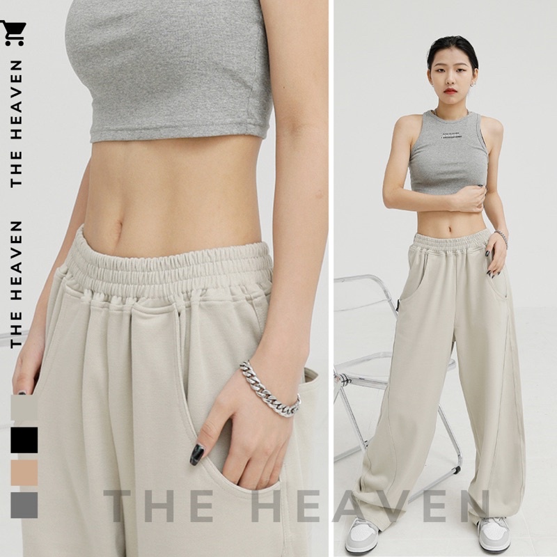 Quần Ống Rộng Thun Dễ Phối Đồ Hack Dáng, Quần Nỉ Kiểu Dáng Quần Jogger Baggy Lưng Thun Dài Nhảy Basic 2023 𝒃𝒚 𝑯𝑽𝑵