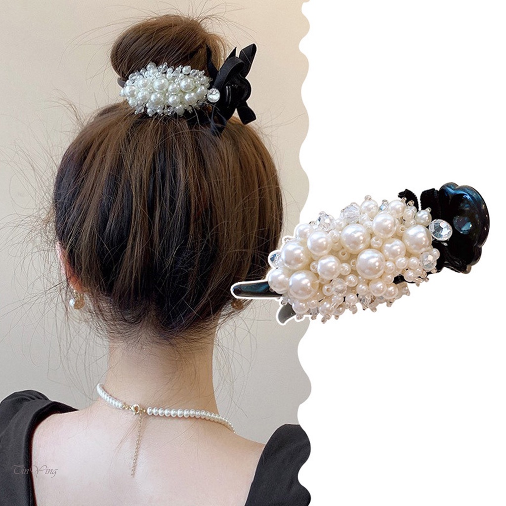 GETNOIVAS Kẹp Tóc Xoăn Dày Đính Ngọc Trai Giả Thanh Lịch Cho Nữ