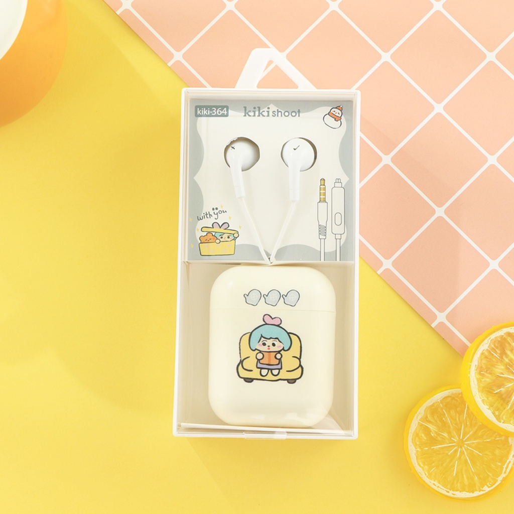 Tai nghe nhét tai có dây LENOVO 3.5mm HD in họa tiết hoa hướng dương hoạt hình xinh xắn cho trẻ