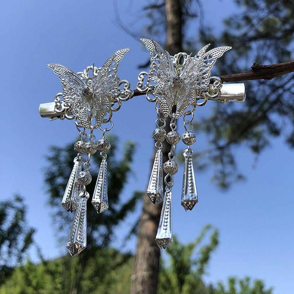 LOMBARD Kẹp Tóc Hình Bướm Tua Rua Phong Cách Trung Hoa Ngọt Ngào Cho Bé Gái