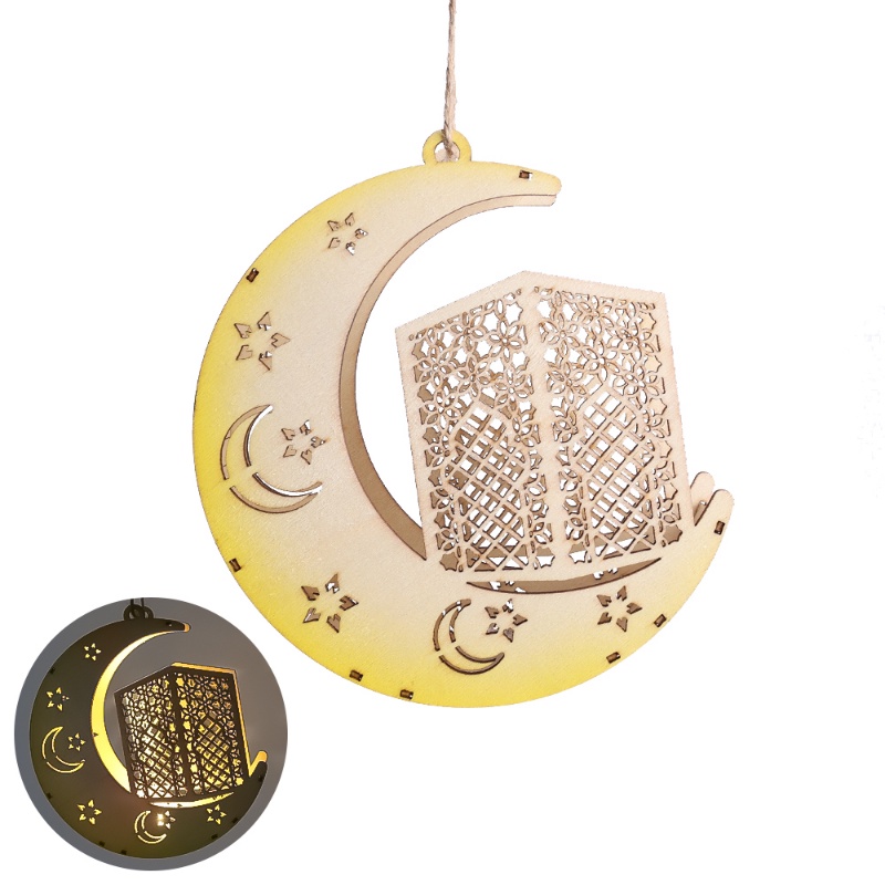 Đèn LED Hình Ngôi Sao / Mặt Trăng 2023 Eid Al-Fitr Rỗng Treo Trang Trí Lễ Hội Ramadan
