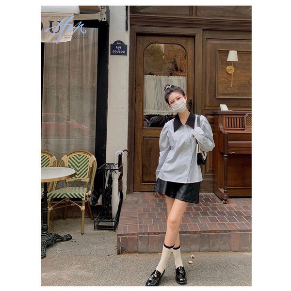 Hhjdxd2022 Áo Sơ Mi Dài Tay Dáng Rộng Phong Cách Preppy Pháp Thời Trang Mùa Thu Cho Nữ