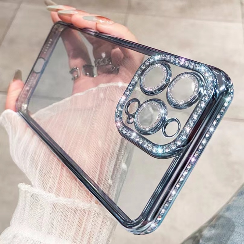 Ốp iPhone 14 13 12 Pro max 14 plus case ốp lưng iphone 14 13 12 promax Trong Suốt Đính Đá Sang Trọng Chống Sốc Bảo Vệ Ống Kính Máy Ảnh Cho iP 12 13 14 Pro max 14plus