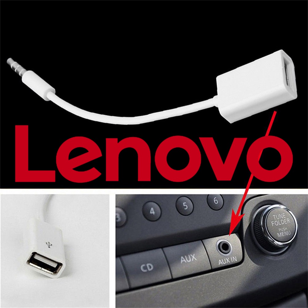 Cáp chuyển đổi âm thanh LENOVO đầu cắm 3.5mm sang cổng cắm USB 2.0 MP3 thích hợp cho xe hơi