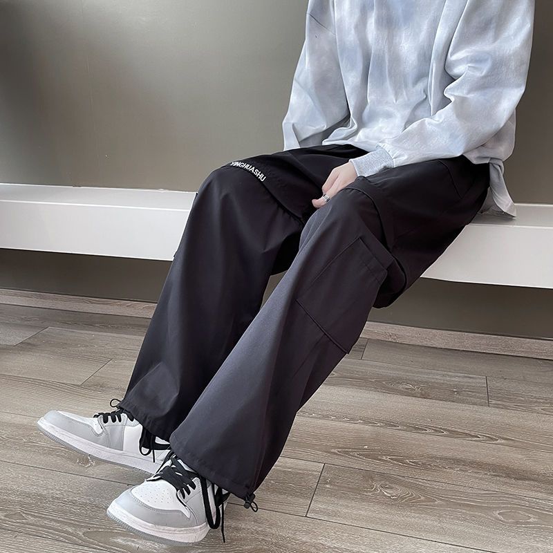 【luckin men's】quần thun nam，quần nam，Quần ngắn ống rộng Hai Trong Một Có Thể Tháo Rời Thời Trang Xuân Hè Mới one，chất lượng cao quần nam，quần túi hộp，quần tây nam