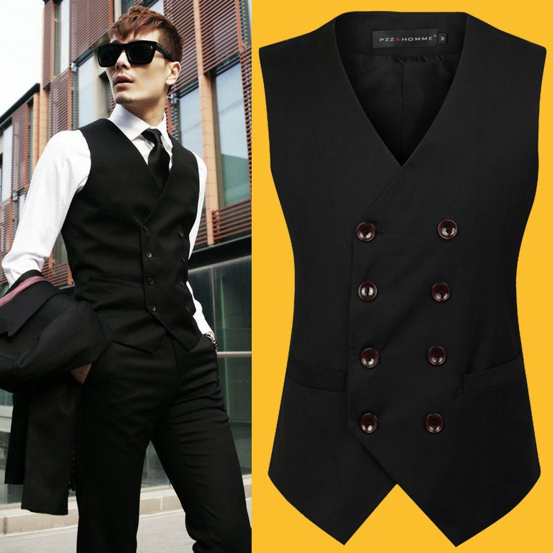 Áo Vest Không Tay Hai Hàng Nút Cài Ôm Dáng Kiểu Anh Quốc Lịch Lãm Thời Trang Mùa Hè Cho Nam