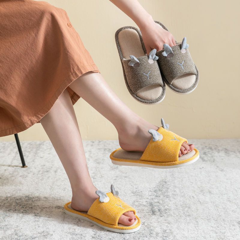 Dép Cotton Lanh Đi Trong Nhà Đế Dày Chống Trượt Thời Trang Thu Đông Cho Cặp Đôi