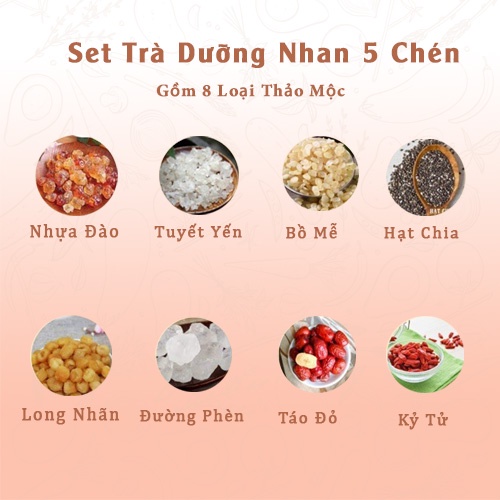 Chè Dưỡng Nhan Set Nguyên Liệu Thơm Ngon, Bổ Dưỡng 15 Chén NHALAM FOOD ( Kèm Công Thức)