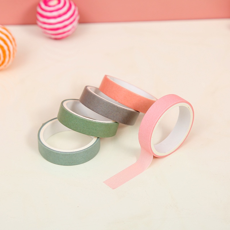 Washi tape cute, băng dính washi tape bộ 5 cuộn trang trí nhiều màu đáng yêu giá rẻ - Color House