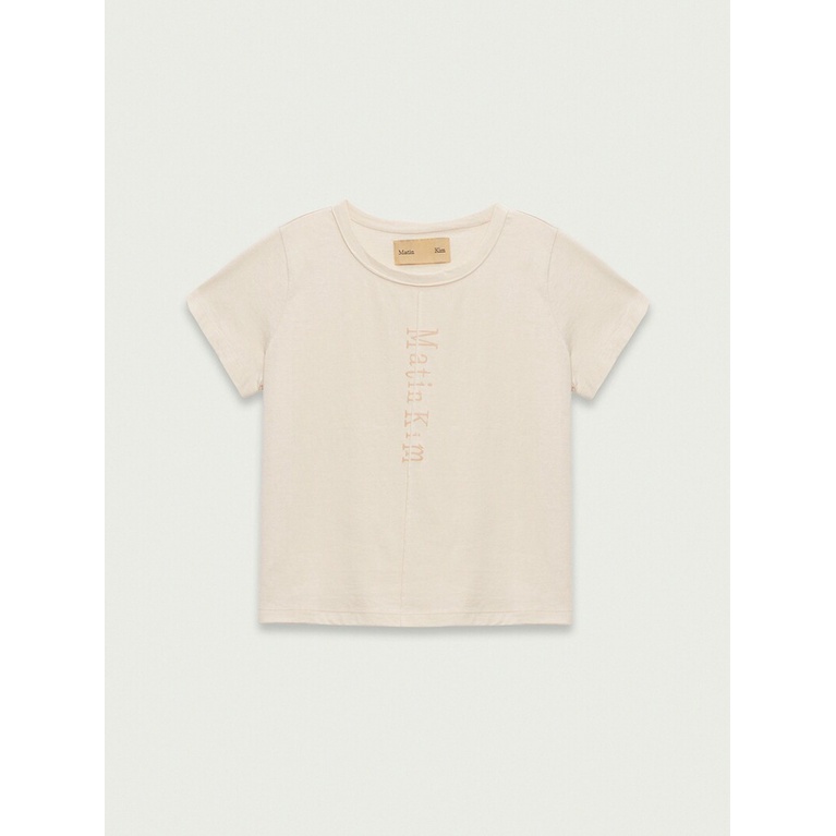 Áo Thun Tay Ngắn Dáng Ôm In Chữ Xếp Ly Kim Niche Matin Hàn Quốc