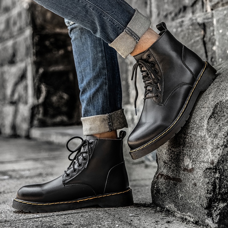 Hàng Có Sẵn [Size 38~48] Dr... Giày Bốt Martin Da Thật Cổ Cao Đế Dày Thoải Mái Phong Cách Retro Anh Quốc