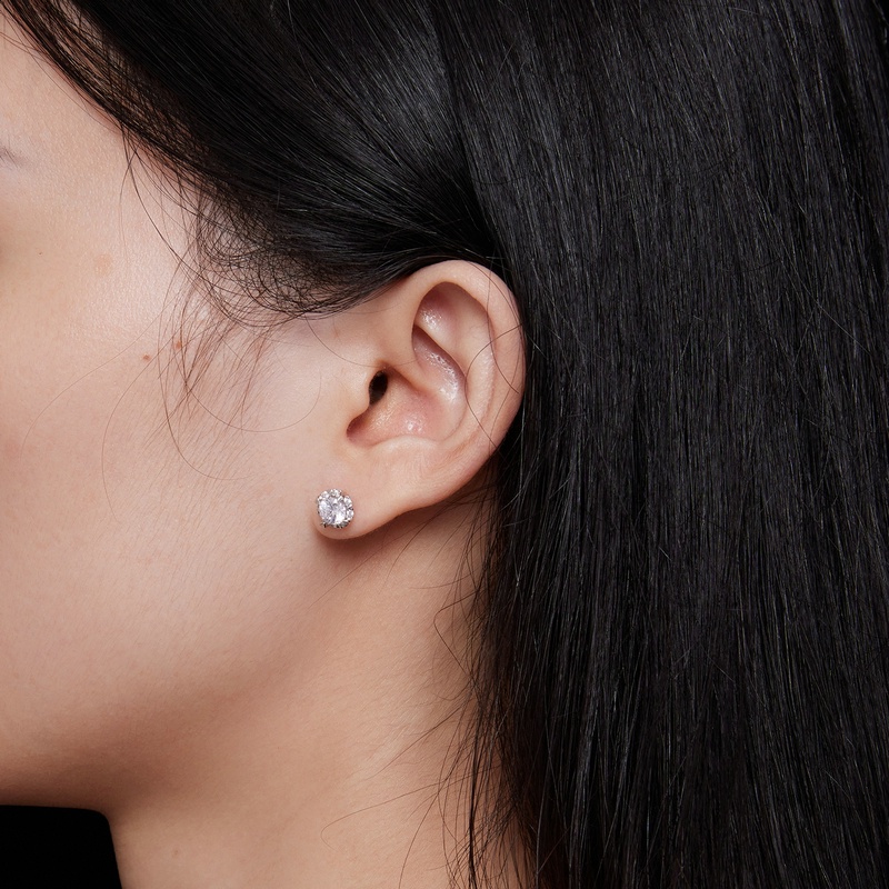 BAMOER 1 Cặp Bông Tai Bạc 925 Chất Lượng Cao MSE017 0.5 Carat