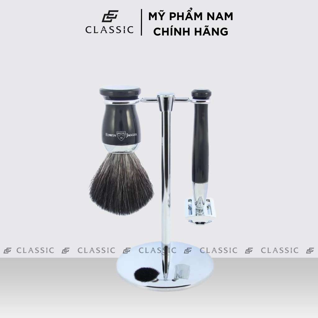Set Dao Cạo Edwin Jagger – Diffusion 72 Range – Imitation Ebony &amp; Chrome Double Edge