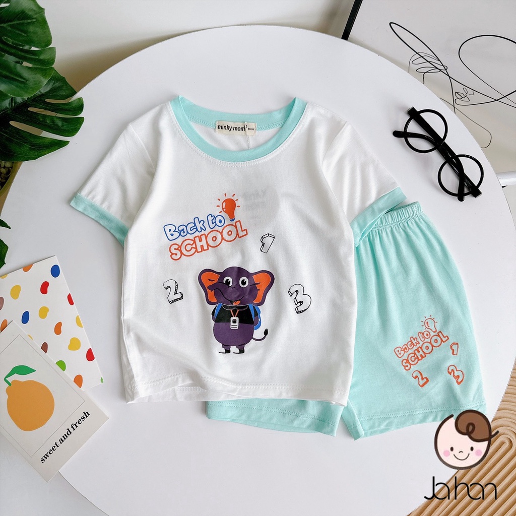 Đồ bộ thun lạnh cho bé trai bé gái cộc họa tiết, bộ quần áo trẻ em monky mặc nhà cho bé 1 2 3 4 5 tuổi BC086