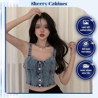 Áo hai dây corset bò cách điệu phong cách sexy