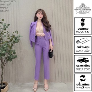 Bộ vest nữ công sở áo suit bby tay dài cúc đồng quần tây ống nhỏ thời trang thiết kế cao cấp Q008