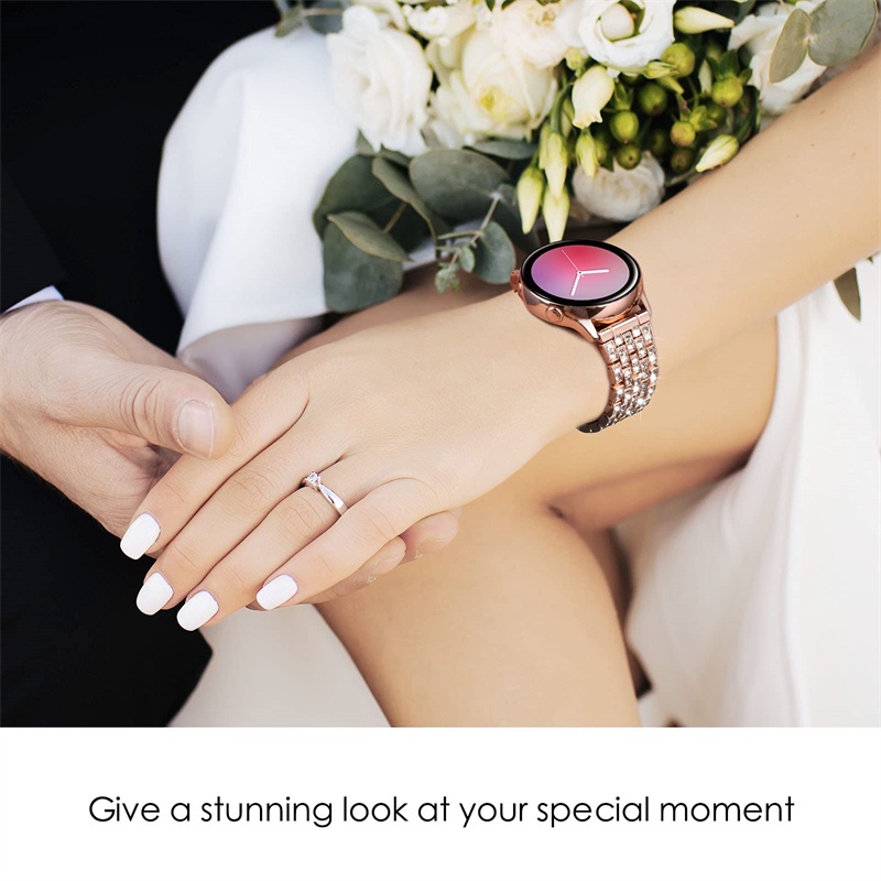 Dây Đeo Đồng Hồ Bằng Thép Không Gỉ Đính Kim Cương Giả Cho samsung galaxy watch active 2 40mm 44mm Ốp