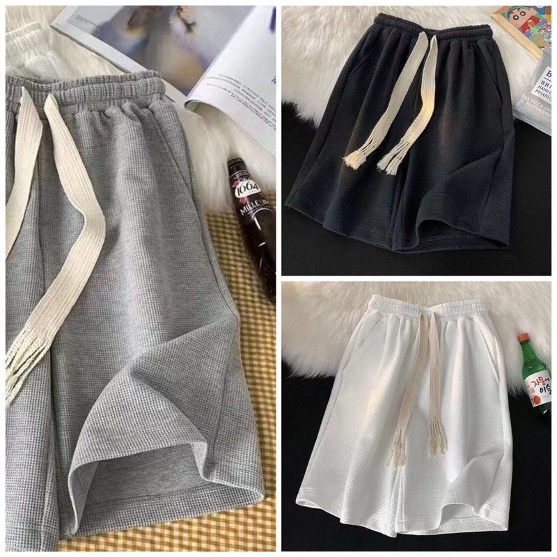 Quần Short Nam Chất Tổ Ong Dây Bản Rộng ❣️Quần Đùi Unisex Nam Nữ Đều Mặc Được Form Unisex
