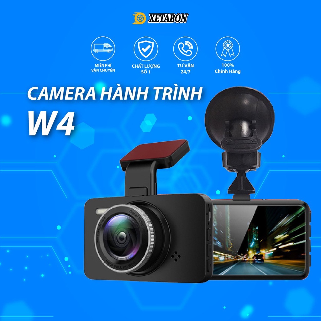 Camera hành trình ô tô W4 XETABON , kết nối điện thoại,Full HD quay đêm rõ nét.Bảo hành 1 đổi 1 trong 12TH