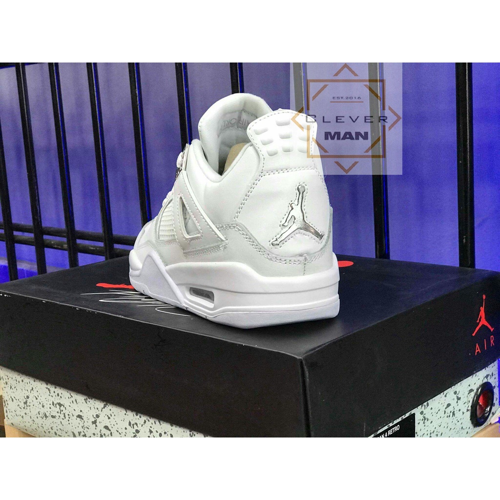 Giày Thể Thao Air Jordan 4 Pure Money Full Trắng Cổ Thấp Cực Phong Cách Cho Cả Nam Và Nữ Clever Man Store