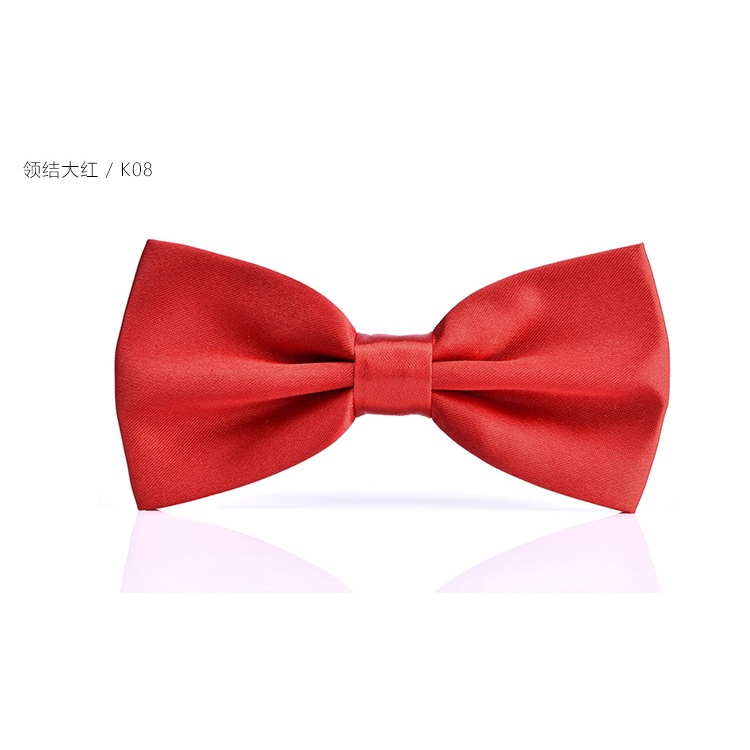 Cà Vạt Nơ Hai Lớp Màu Đen / Đỏ Bóng Phong Cách Anh Quốc Sang Trọng Dành Cho Chú Rể