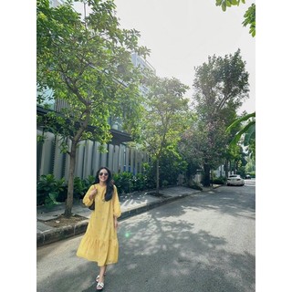 ĐẦM LỤA VÀNG HOA 2 LỚP