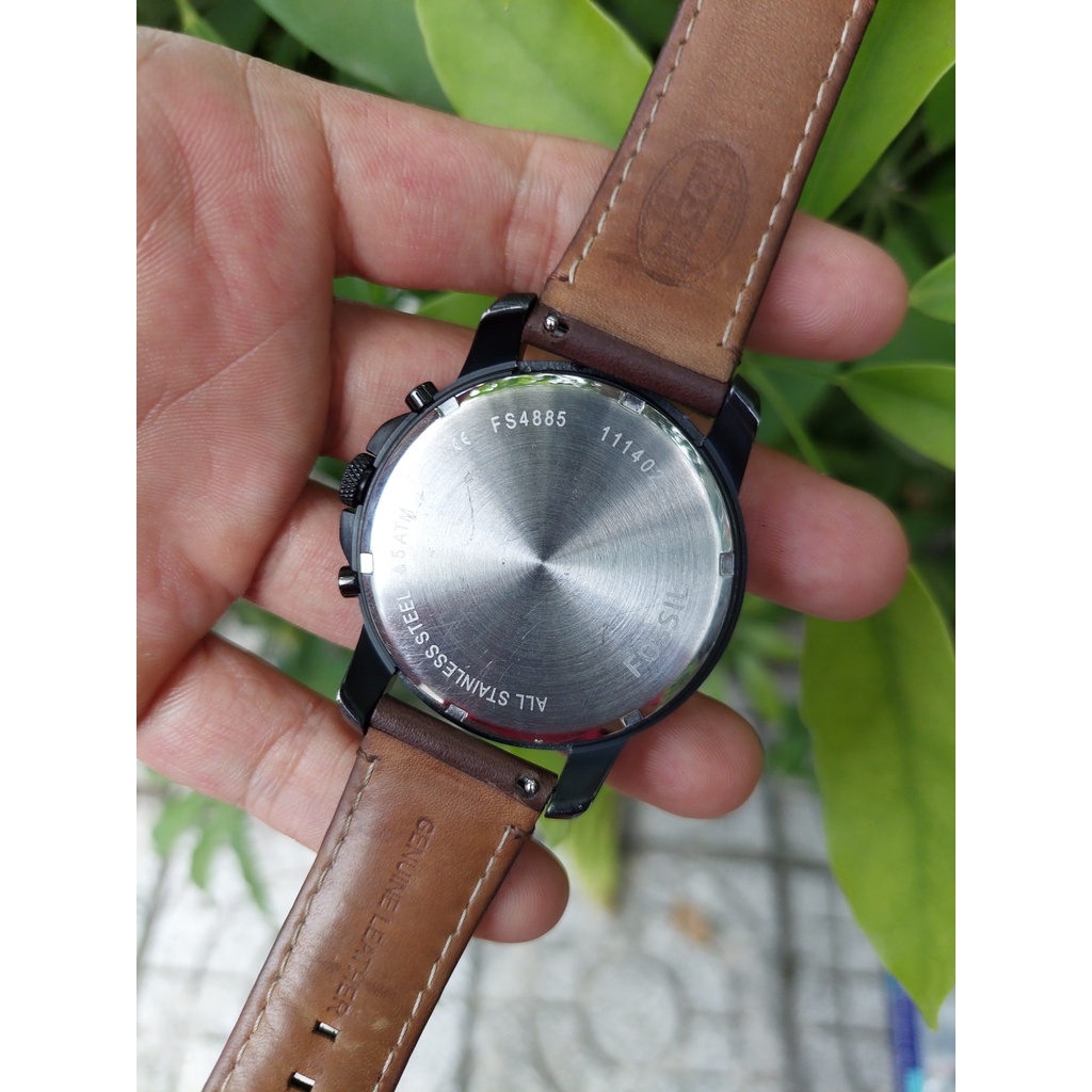 Đồng hồ nam Fossil 6 kim mặt đen chạy pin hàng Si