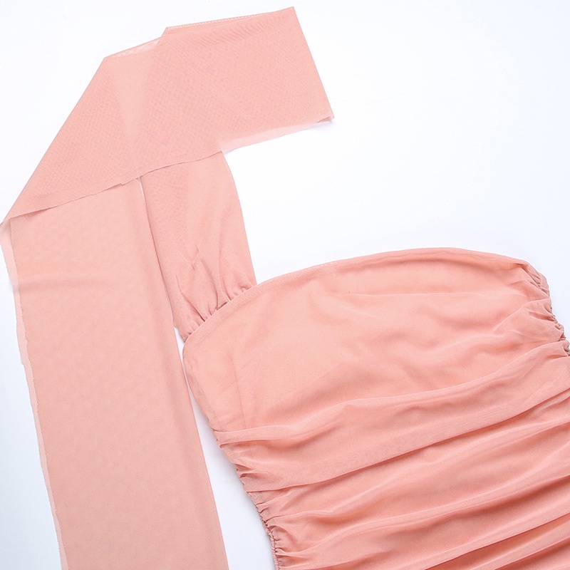 DUNEA Đầm Trễ Vai Phối Lưới Phong Cách Quyến Rũ Cho Nữ