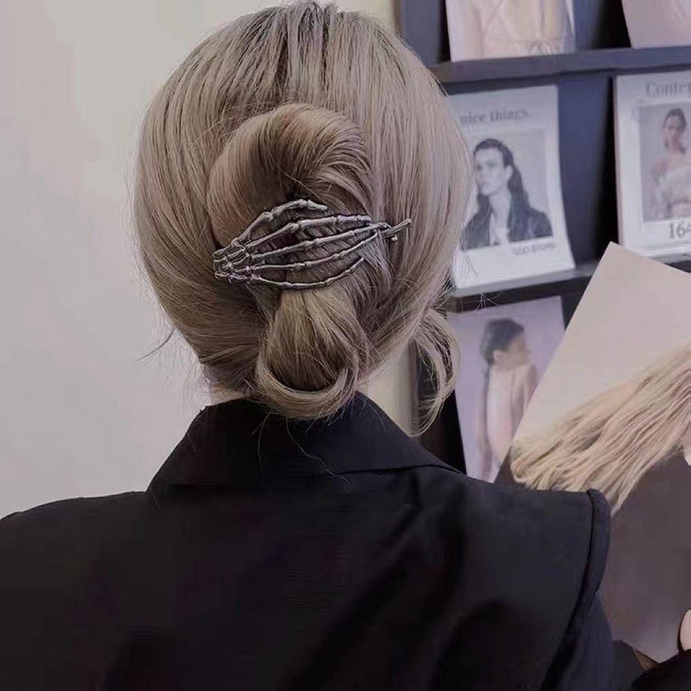 Kẹp Tóc Hình Đầu Lâu Phong Cách Gothic Đơn Giản|Kẹp Tóc Thiết Kế Xinh Xắn Thời Trang Cho Nữ