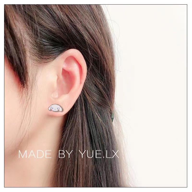 Khuyên Tai Bạc Kuromi Hình Tai Mèo Dễ Thương Đơn Giản Chống Lộ Cho Nữ