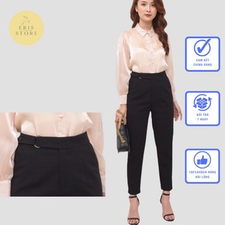 [Ảnh thật] Quần baggy nữ Eris cạp cao quần tây nữ đai D dáng công sở đi học vải âu cao cấp màu đen