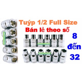 Đầu tuýp 1/2 chính hãng kapusi, đầu tuýp từ 8 - 32mm thép cr-v siêu bền cứng