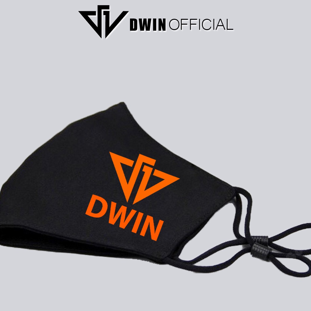 Khẩu trang Dwin màu đen in logo kháng khuẩn vải 2 lớp được tặng mặc đinh trong mỗi đơn hàng