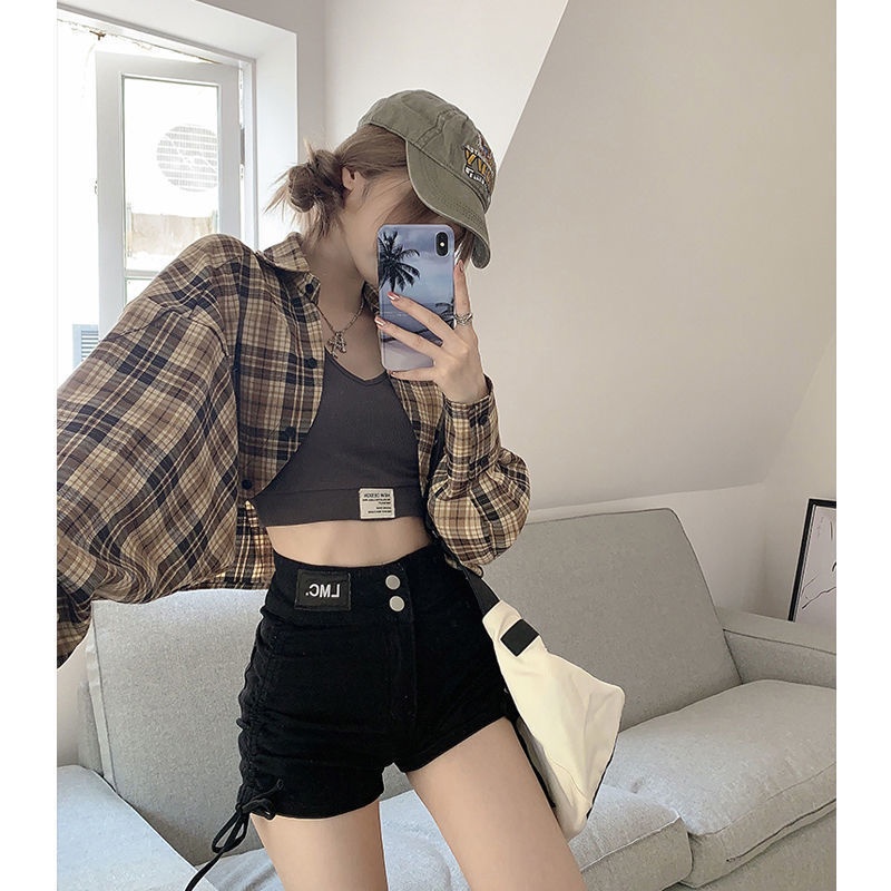 Bộ Áo Sơ Mi Chống Nắng + Áo Hai Dây Màu Xám Thời Trang Mùa Hè Cho Nữ