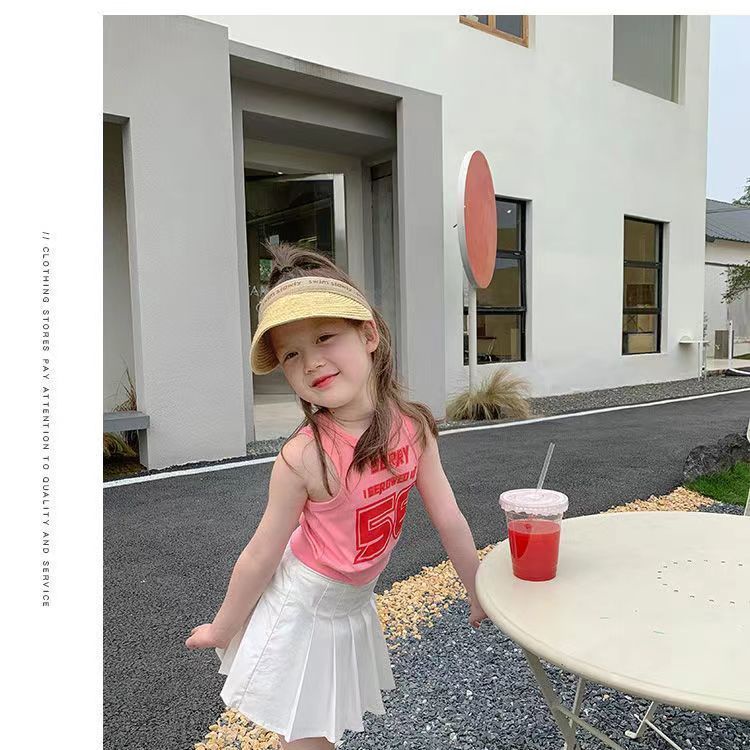 Áo Thun Cotton Không Tay In Monogram Thời Trang Mùa Hè Hàn Quốc Mới 2023 Dành Cho Bé Gái