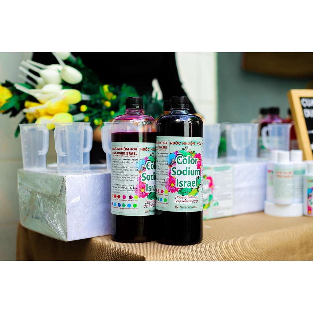 Thuốc nhuộm hoa tươi The Sodium Israel, màu nhuộm hoa tươi, nước nhuộm hoa chai 1 lít nhuộm hơn 250 cành