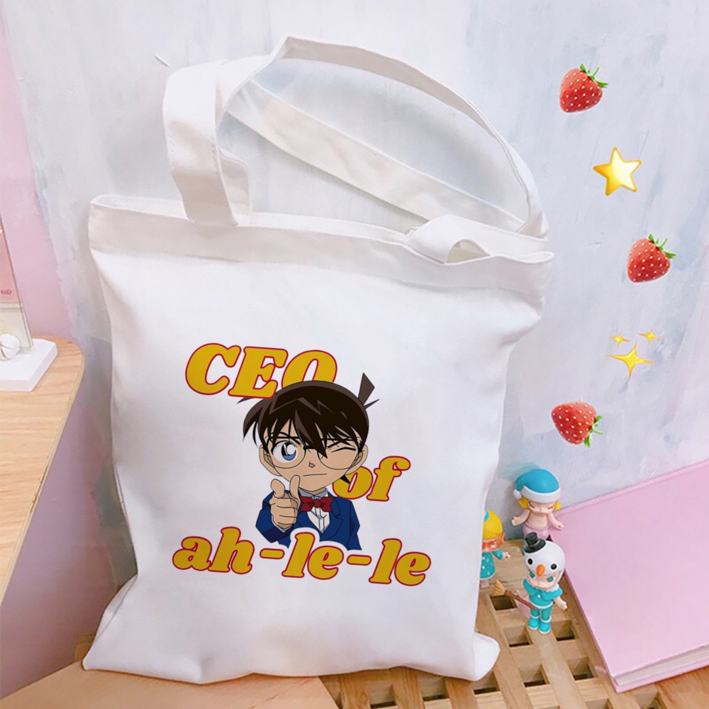 Thám Tử Lừng Danh Conan Họa Tiết In Anime Phong Cách Nhật Bản Nữ Túi Tote Túi Đeo Vai Conan Mua Sắm