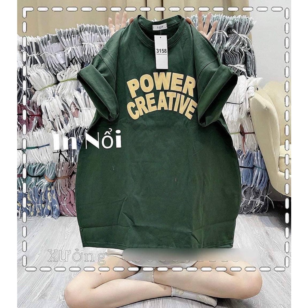 Áo thun tay nữ lỡ form rộng chất cotton su unisex in chữ POWER phong cách Hàn Quốc CAMASTORE M576 | BigBuy360 - bigbuy360.vn