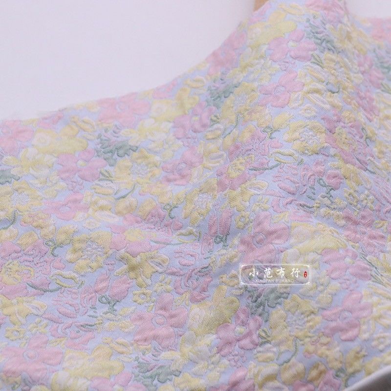 Vải Sợi jacquard Màu Hồng 0.5m * 1m May Sườn Xám