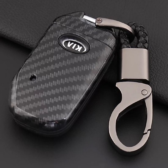 Bao da chìa khóa, Ốp chìa khóa carbon cho xe ô tô KIA CERATO MORNING, SOLUTO, RONDO, SEDONA 2019 2020