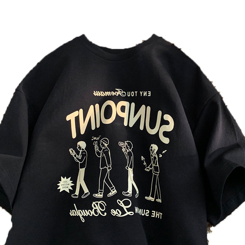 Áo thun SUXI tay ngắn cổ tròn dáng suông in họa tiết thời trang mùa hè