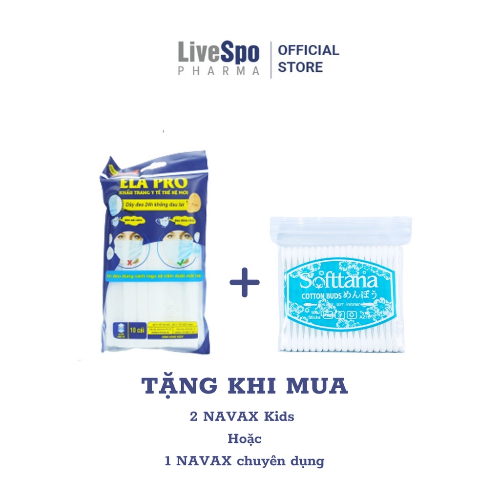 Combo Tặng khi mua NAVAX 15.2 Khẩu trang y tế Ela Pro LiveSpo túi 10 chiếc và Tăm bông 60 que túi