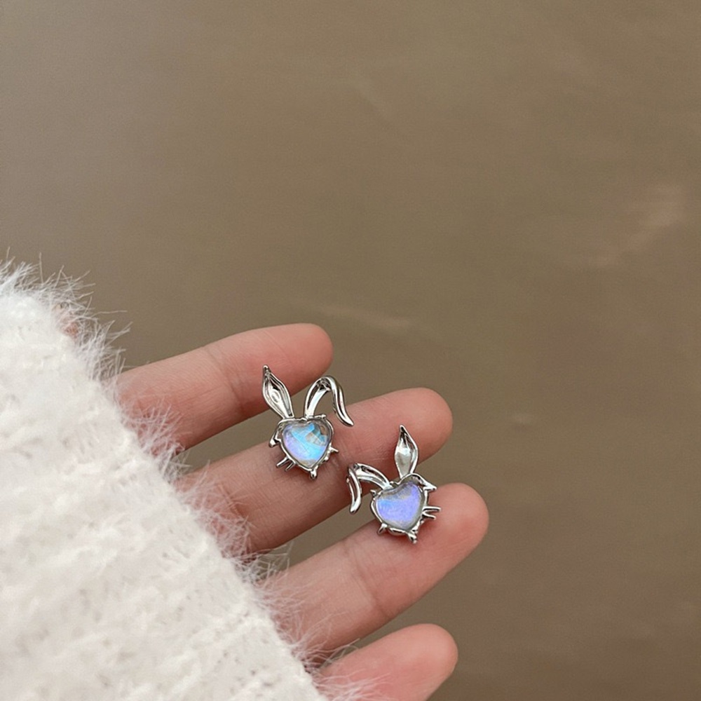 Bông Tai Hình Thỏ Đính Đá Mặt Trăng Thời Trang Cho Nữ