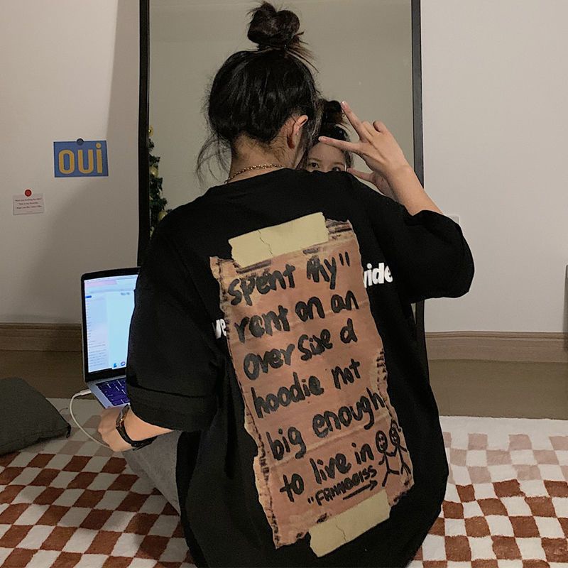 Áo Thun 100% Cotton Tay Ngắn Dáng Rộng Phong Cách Âu Mỹ Thời Trang Mùa Hè Cho Nam Và Nữ